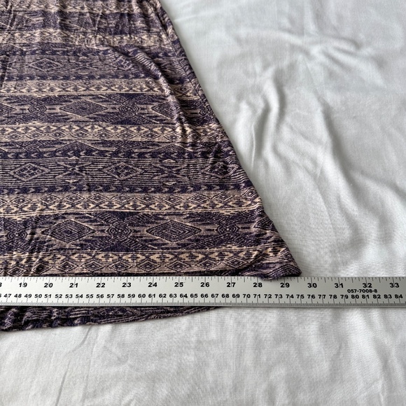 Bobeau Women's Boho Small Pull-On A-Line Midi Skirt Purple Aztec Tribal Festival - Picture 14 of 15